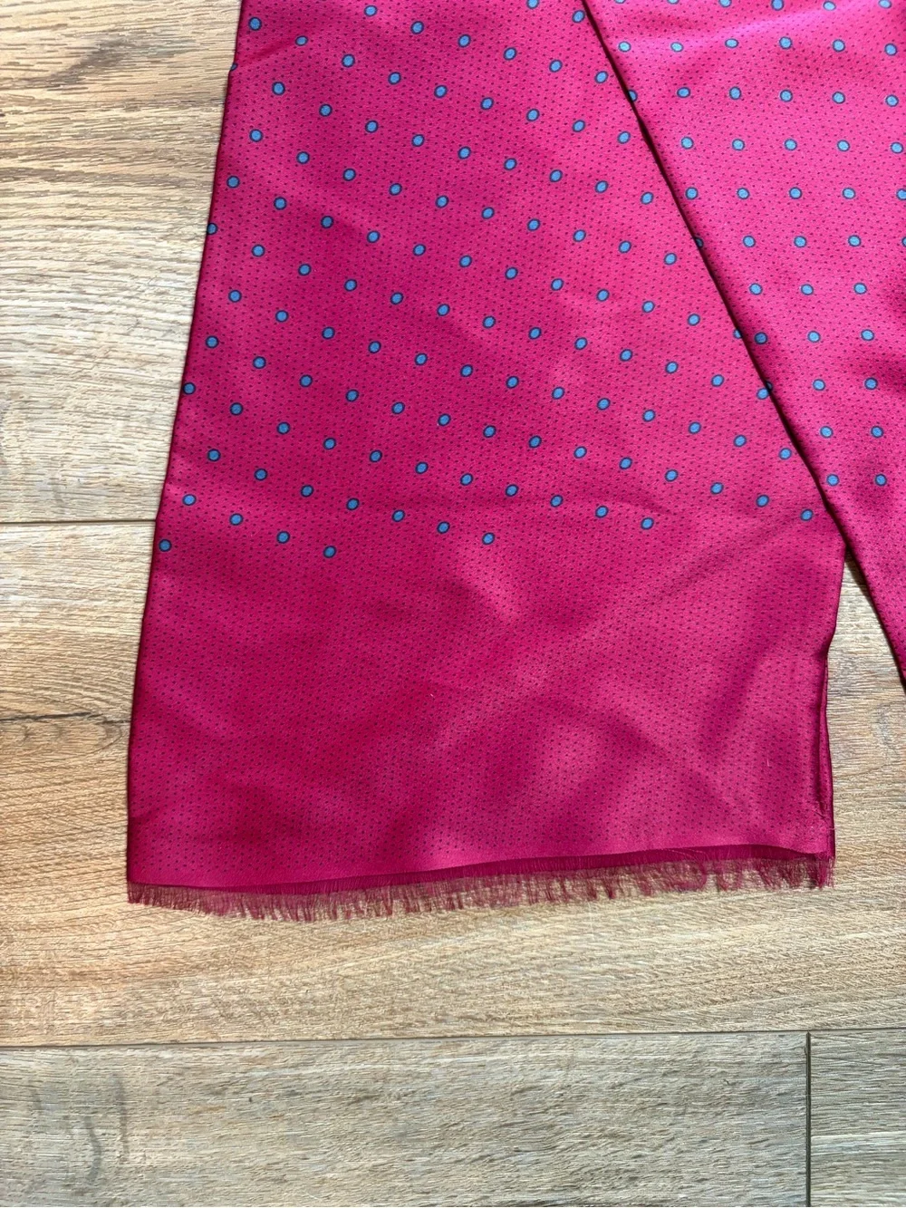 Vintage JAEGER Pure Silk Scarf Burgundy Magenta Polka Dot Long Dress Muffler
